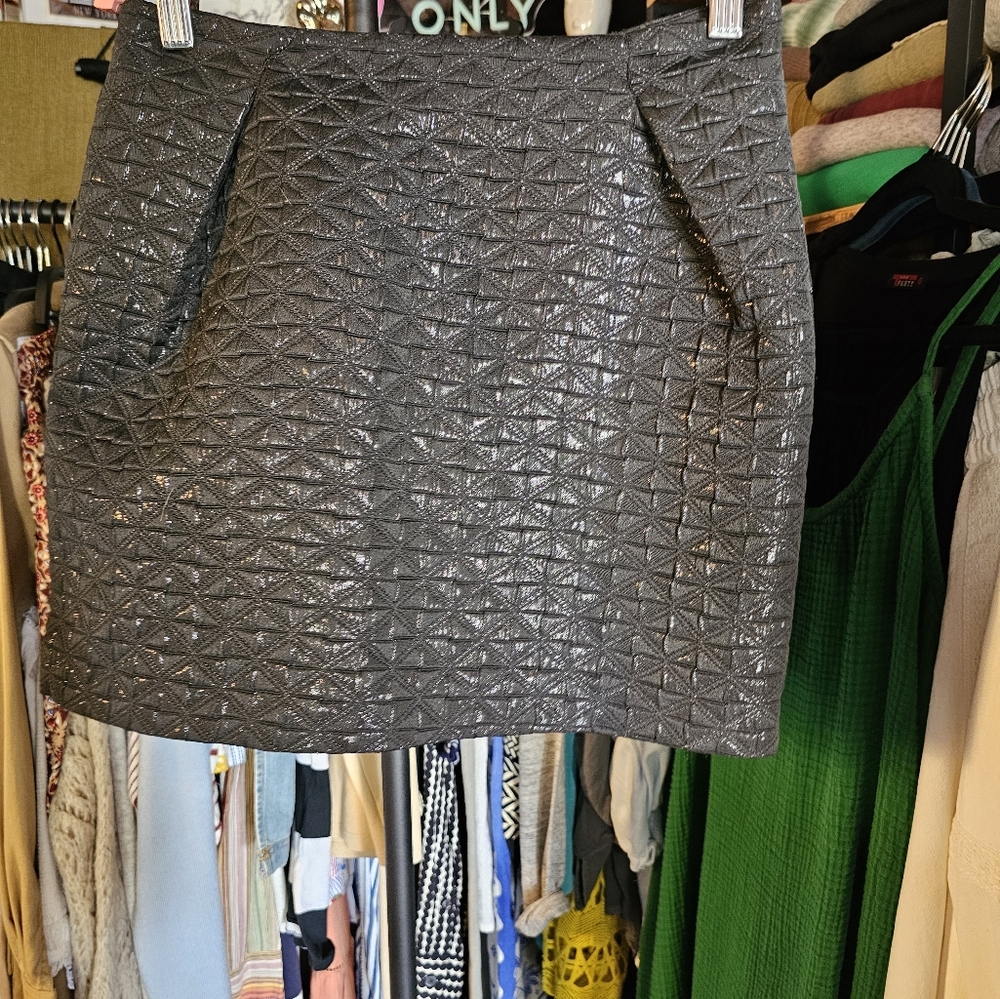 Textured Black Mini Skirt